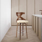 HomeRoots Gayle 30" Swivel Cross Back Cream Faux Leather and Walnut Wood Bar Stool