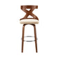 HomeRoots Gayle 30" Swivel Cross Back Cream Faux Leather and Walnut Wood Bar Stool