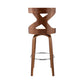 HomeRoots Gayle 30" Swivel Cross Back Cream Faux Leather and Walnut Wood Bar Stool