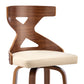 HomeRoots Gayle 30" Swivel Cross Back Cream Faux Leather and Walnut Wood Bar Stool