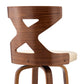 HomeRoots Gayle 30" Swivel Cross Back Cream Faux Leather and Walnut Wood Bar Stool
