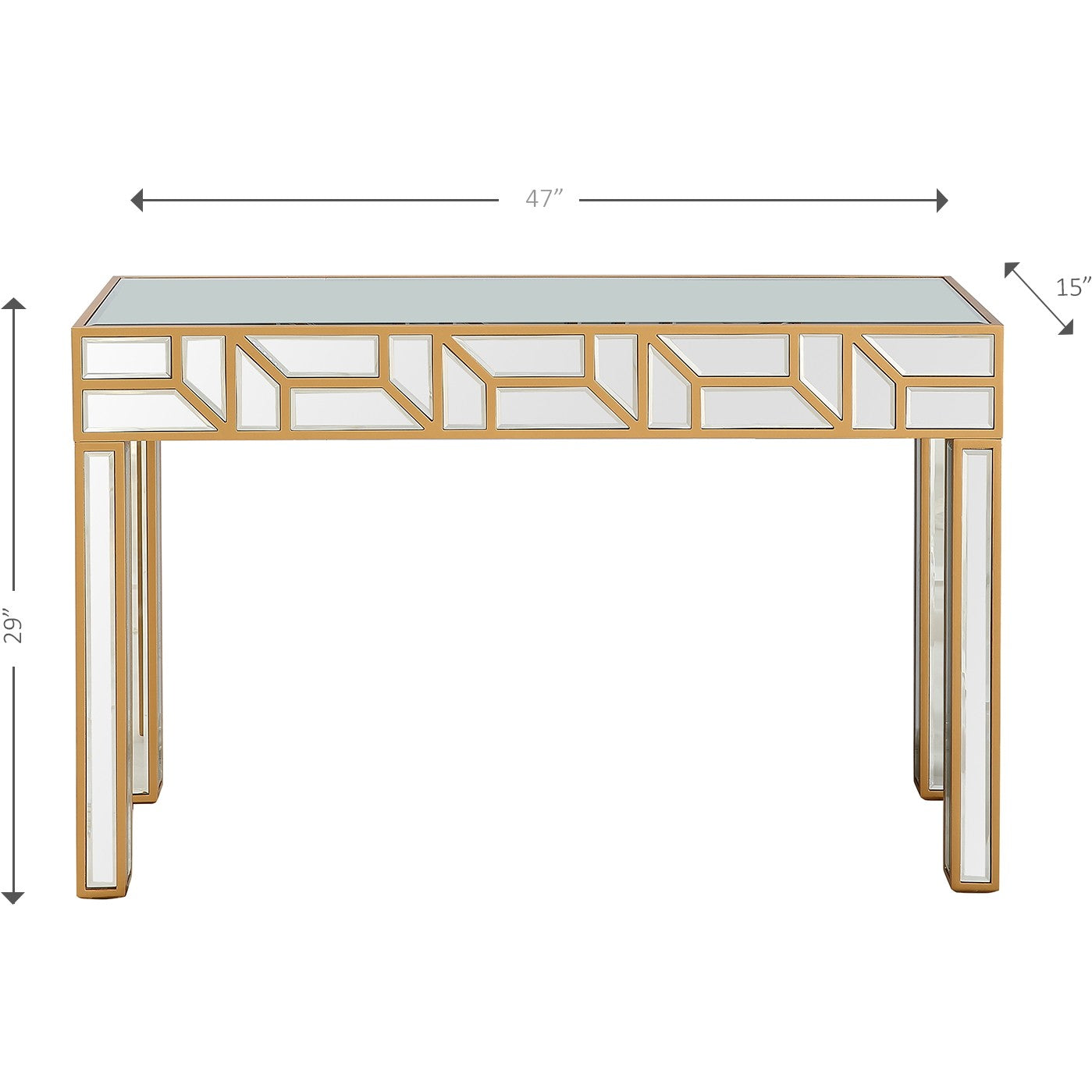 HomeRoots Geometric Console Table in Gold Finish