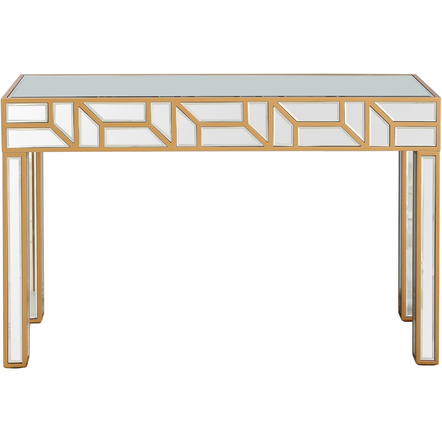 HomeRoots Geometric Console Table in Gold Finish