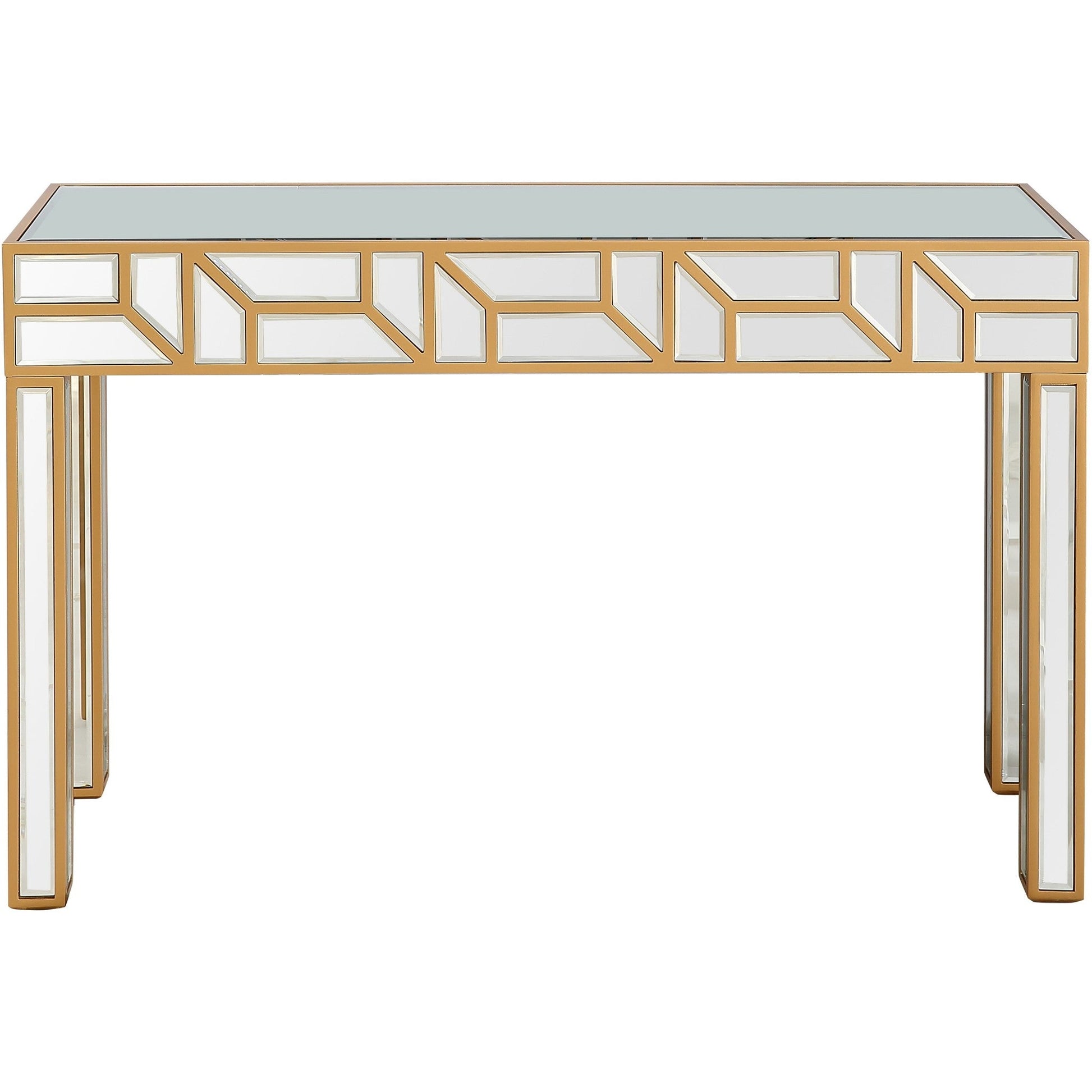 HomeRoots Geometric Console Table in Gold Finish