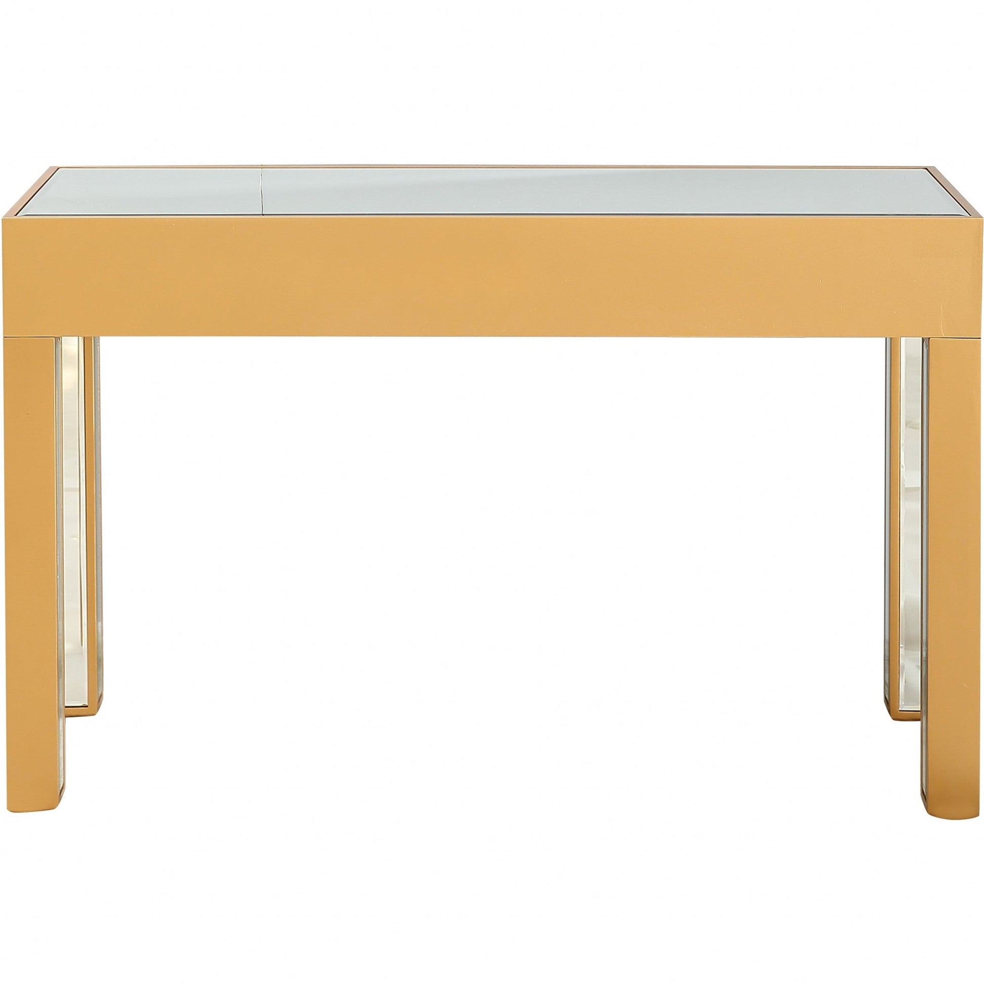 HomeRoots Geometric Console Table in Gold Finish