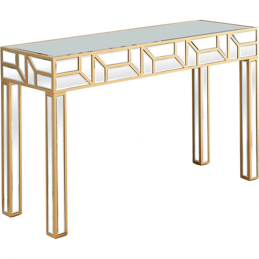 HomeRoots Geometric Console Table in Gold Finish