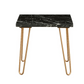 HomeRoots Geometric End Table With Black Marble Top and Gold Finish