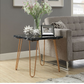 HomeRoots Geometric End Table With Black Marble Top and Gold Finish