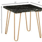 HomeRoots Geometric End Table With Black Marble Top and Gold Finish