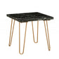 HomeRoots Geometric End Table With Black Marble Top and Gold Finish