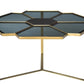 HomeRoots Geometric Floral Glass Coffee Table With Gold and Black Finish