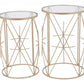 HomeRoots Geometric Gold and Glass Side Tables in Set of Two