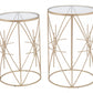 HomeRoots Geometric Gold and Glass Side Tables in Set of Two