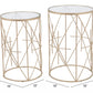 HomeRoots Geometric Gold and Glass Side Tables in Set of Two