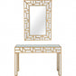 HomeRoots Geometric Mirror and Console Table in Gold Finish
