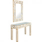 HomeRoots Geometric Mirror and Console Table in Gold Finish