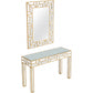 HomeRoots Geometric Mirror and Console Table in Gold Finish
