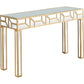 HomeRoots Geometric Mirror and Console Table in Gold Finish