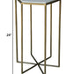 HomeRoots Geometric White Marble Side Table With Gold Base