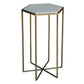 HomeRoots Geometric White Marble Side Table With Gold Base