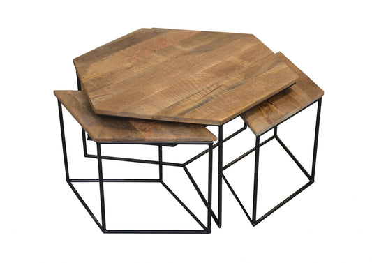 HomeRoots Geometric Wooden Coffee Tables in Set of Four