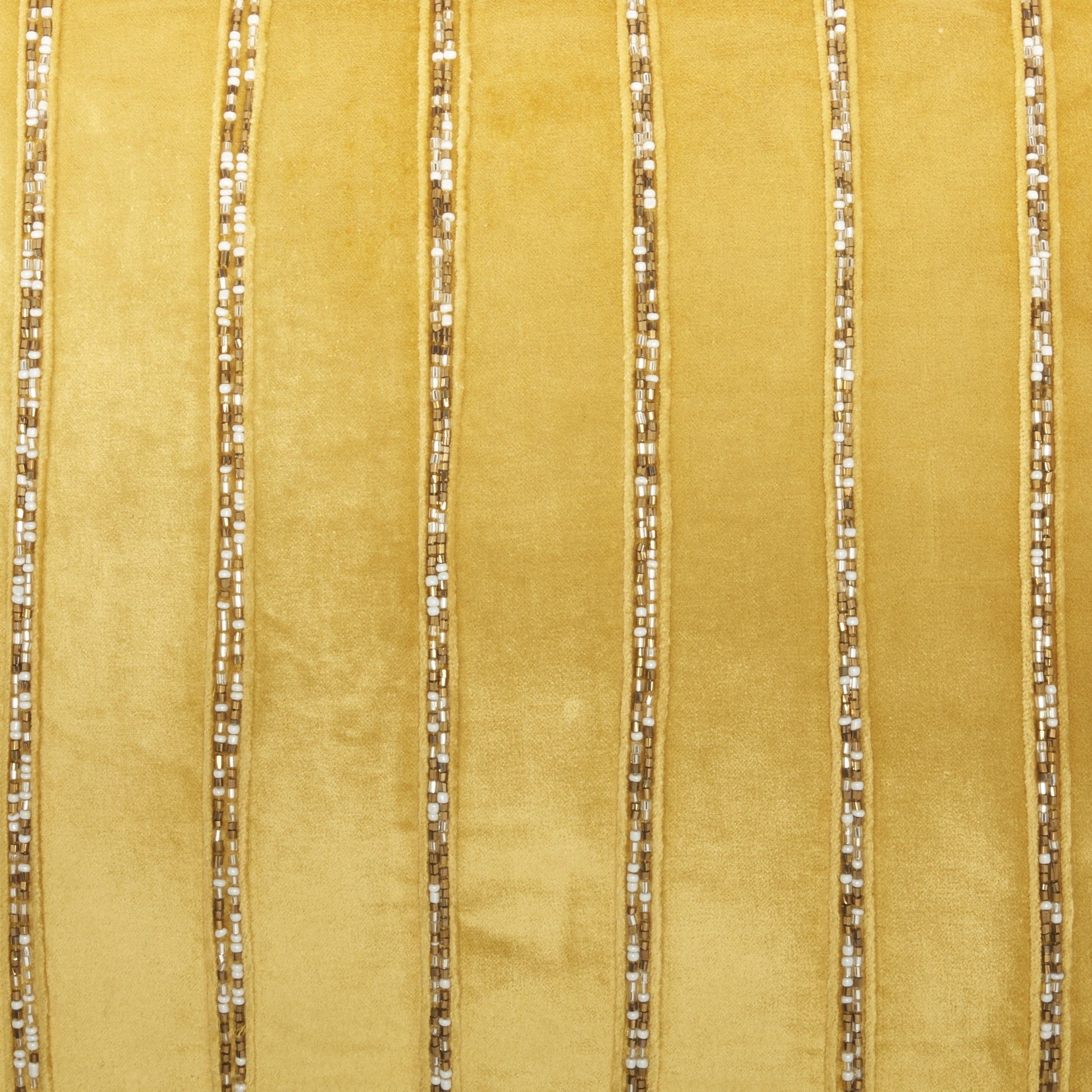HomeRoots Glam Gold and Gold Accent Throw Pillow with Beaded Details