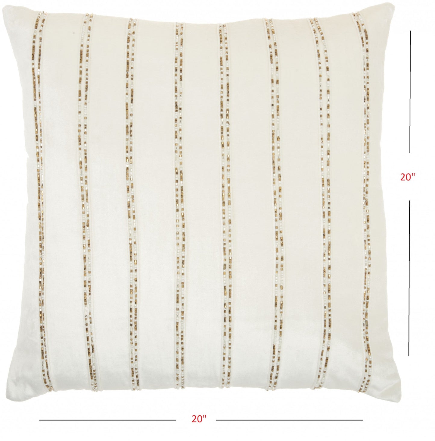 HomeRoots Glam Ivory and Gold Accent Throw Pillow with Beaded Details