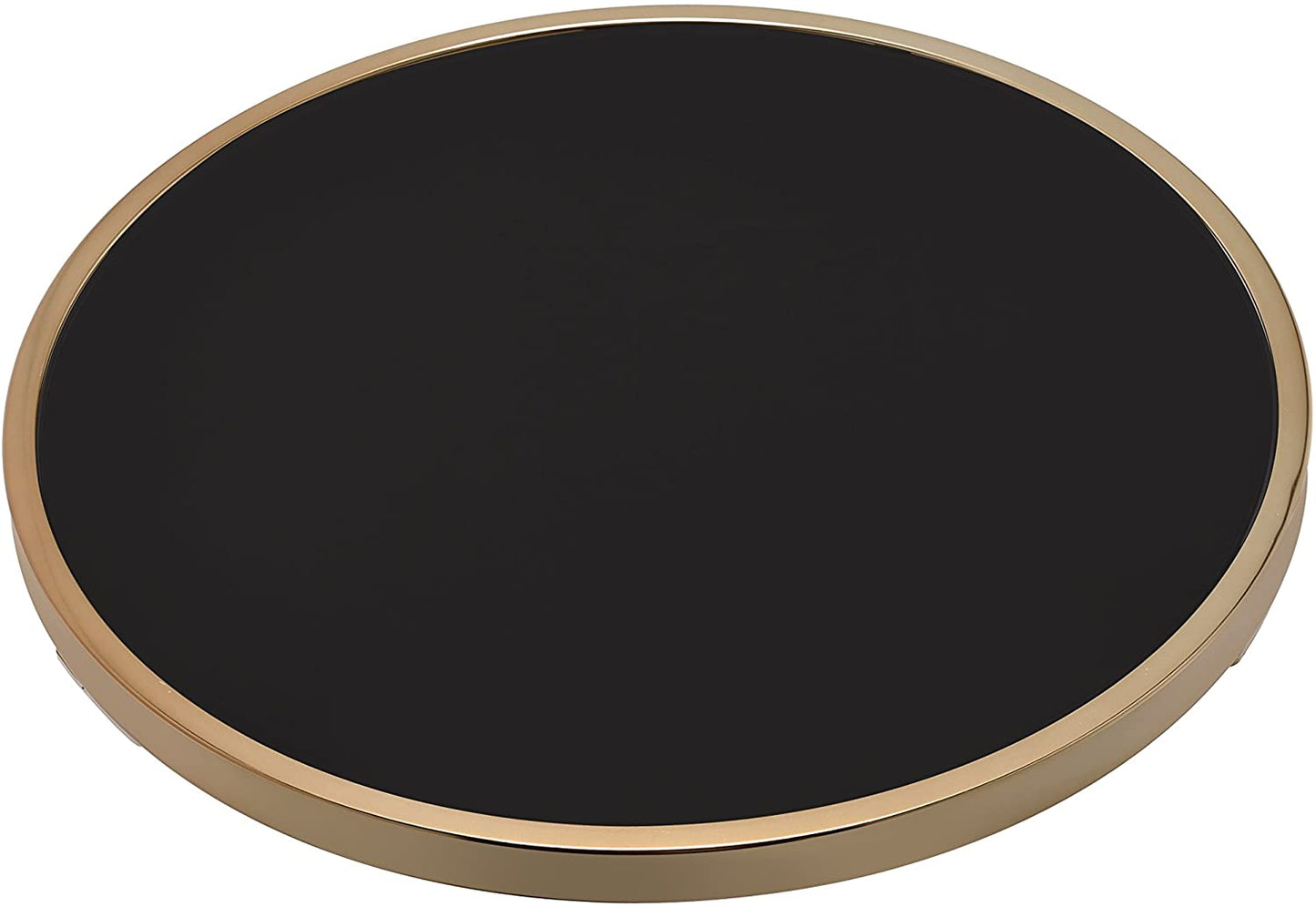 HomeRoots Glamorous Black and Gold Glass Top Side Table