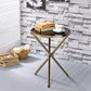 HomeRoots Glamorous Black and Gold Glass Top Side Table
