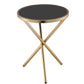 HomeRoots Glamorous Black and Gold Glass Top Side Table