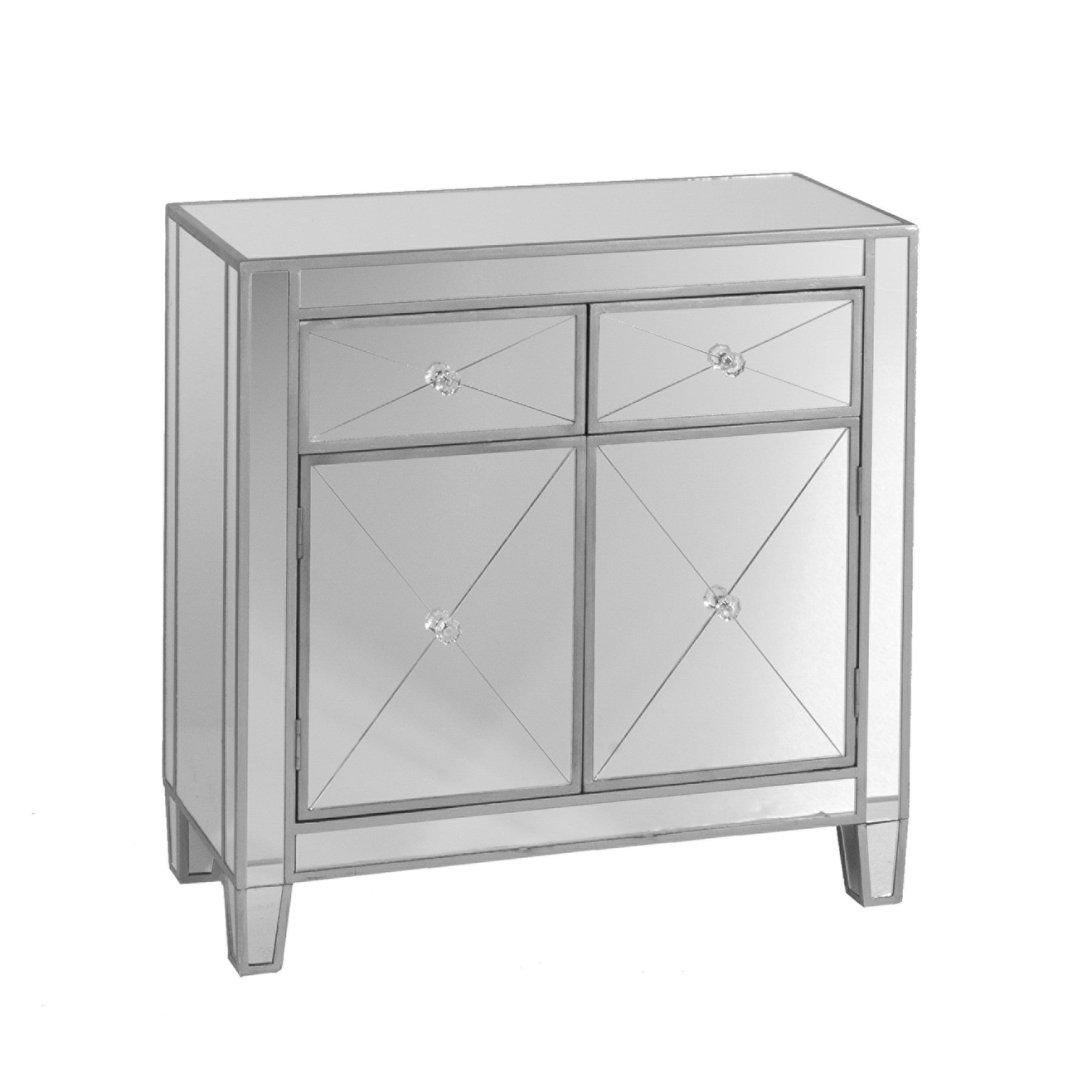 HomeRoots Glamorous Mirrored Bling 2 Door Storage Accent Cabinet