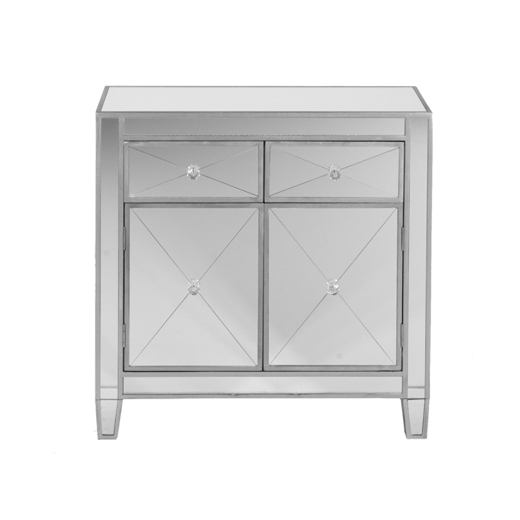 HomeRoots Glamorous Mirrored Bling 2 Door Storage Accent Cabinet