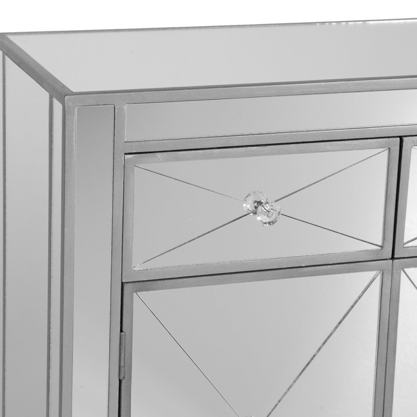 HomeRoots Glamorous Mirrored Bling 2 Door Storage Accent Cabinet