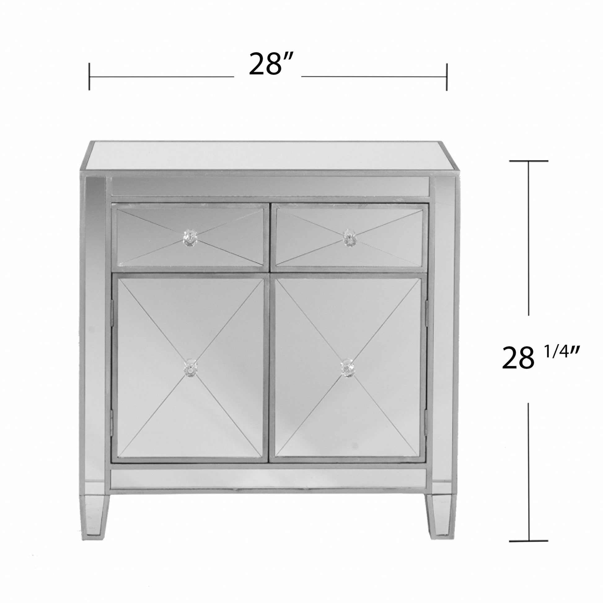HomeRoots Glamorous Mirrored Bling 2 Door Storage Accent Cabinet