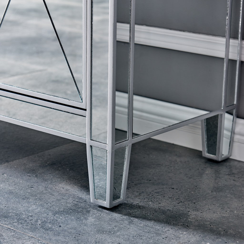 HomeRoots Glamorous Mirrored Bling Three Door Accent Cabinet