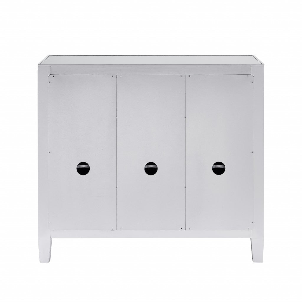 HomeRoots Glamorous Mirrored Bling Three Door Accent Cabinet