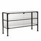 HomeRoots Glass Double Door Cabinet With Rustic Black Finish