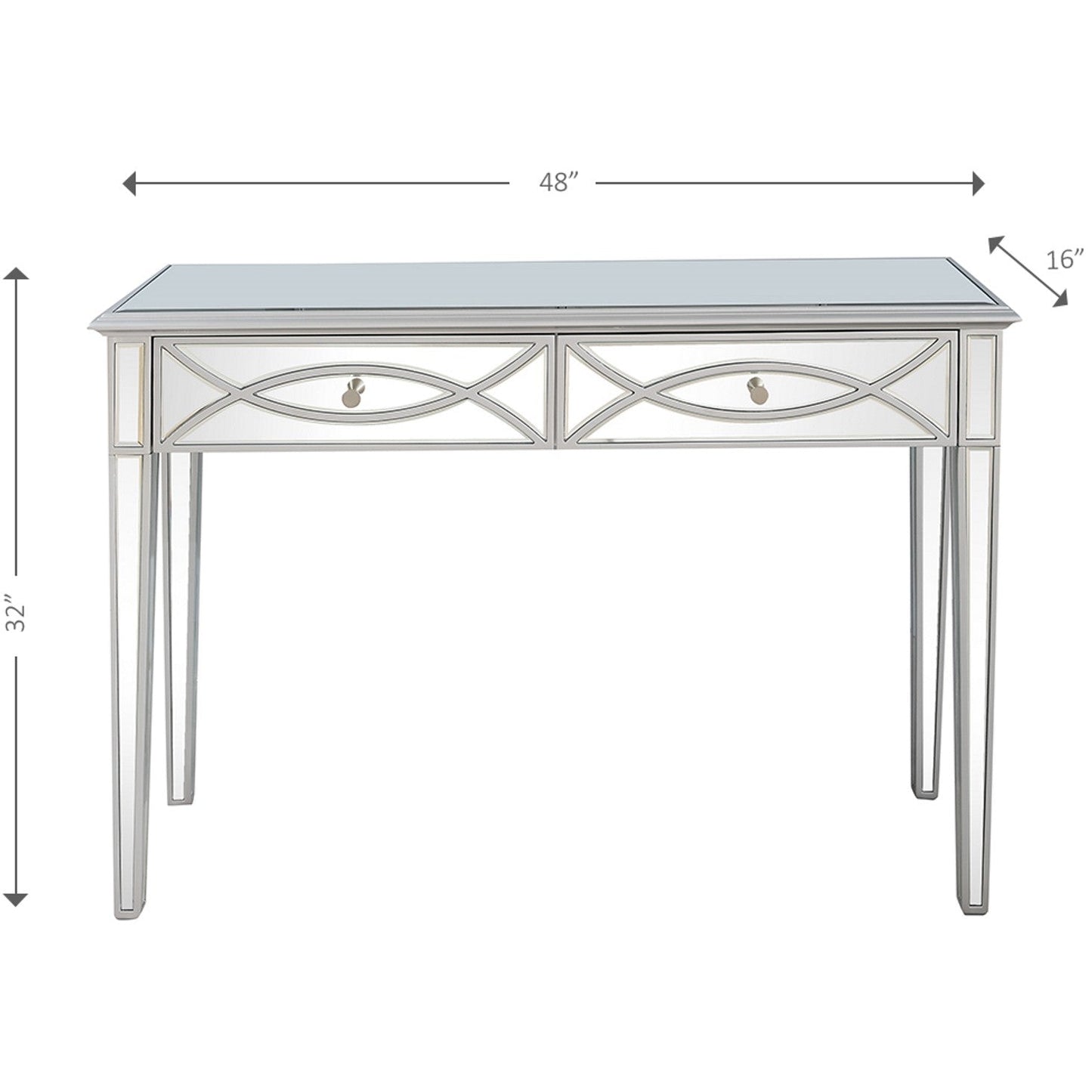 HomeRoots Glass Mirror Console Table With Silver Finish