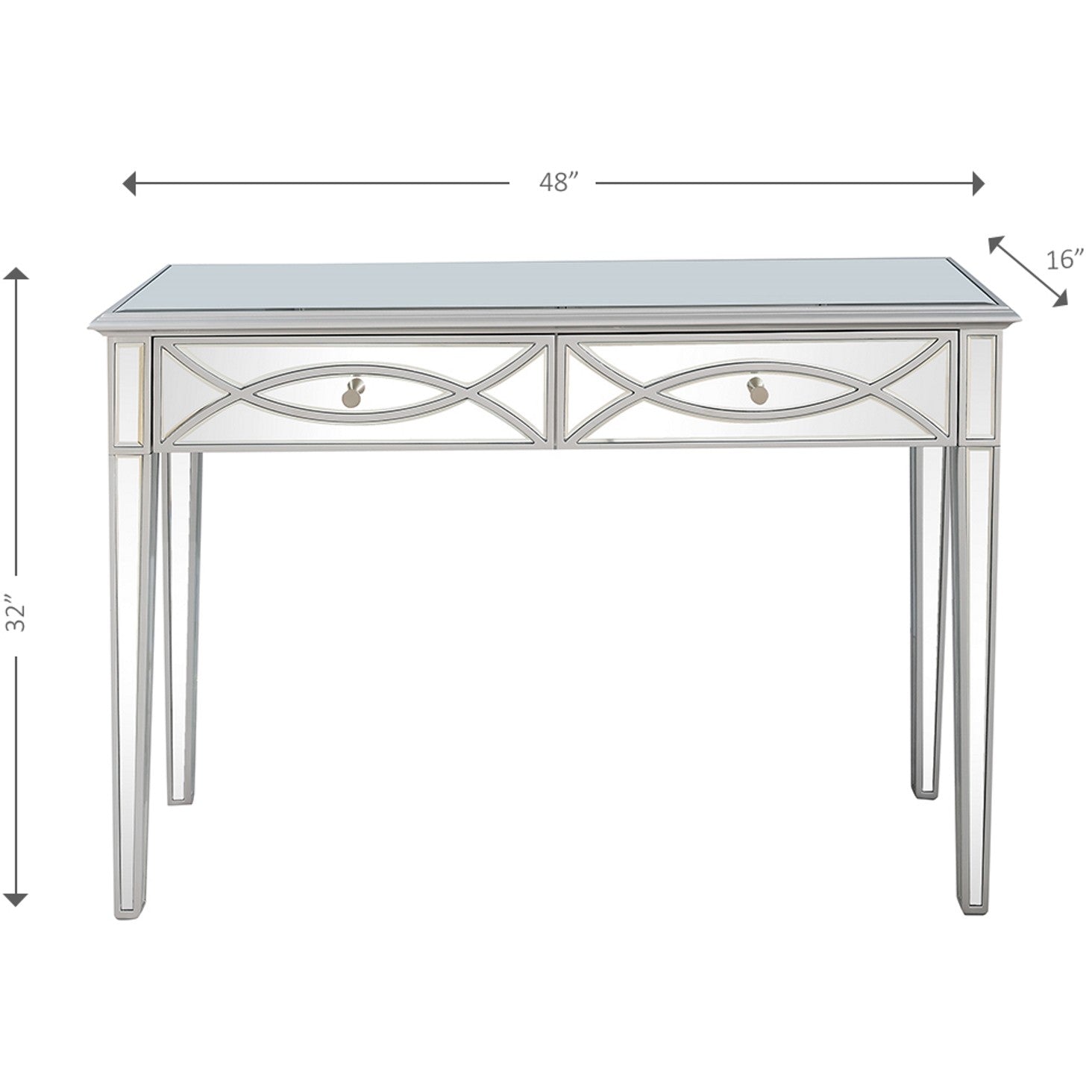 HomeRoots Glass Mirror Console Table With Silver Finish