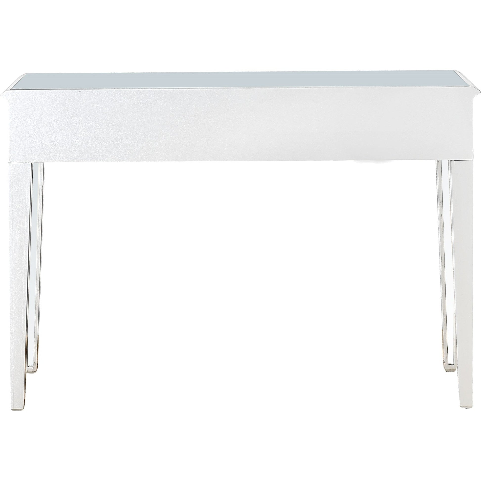 HomeRoots Glass Mirror Console Table With Silver Finish