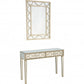 HomeRoots Glass Mirror and Console Table in Champagne Finish