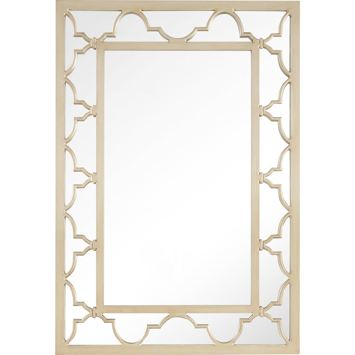 HomeRoots Glass Mirror and Console Table in Champagne Finish