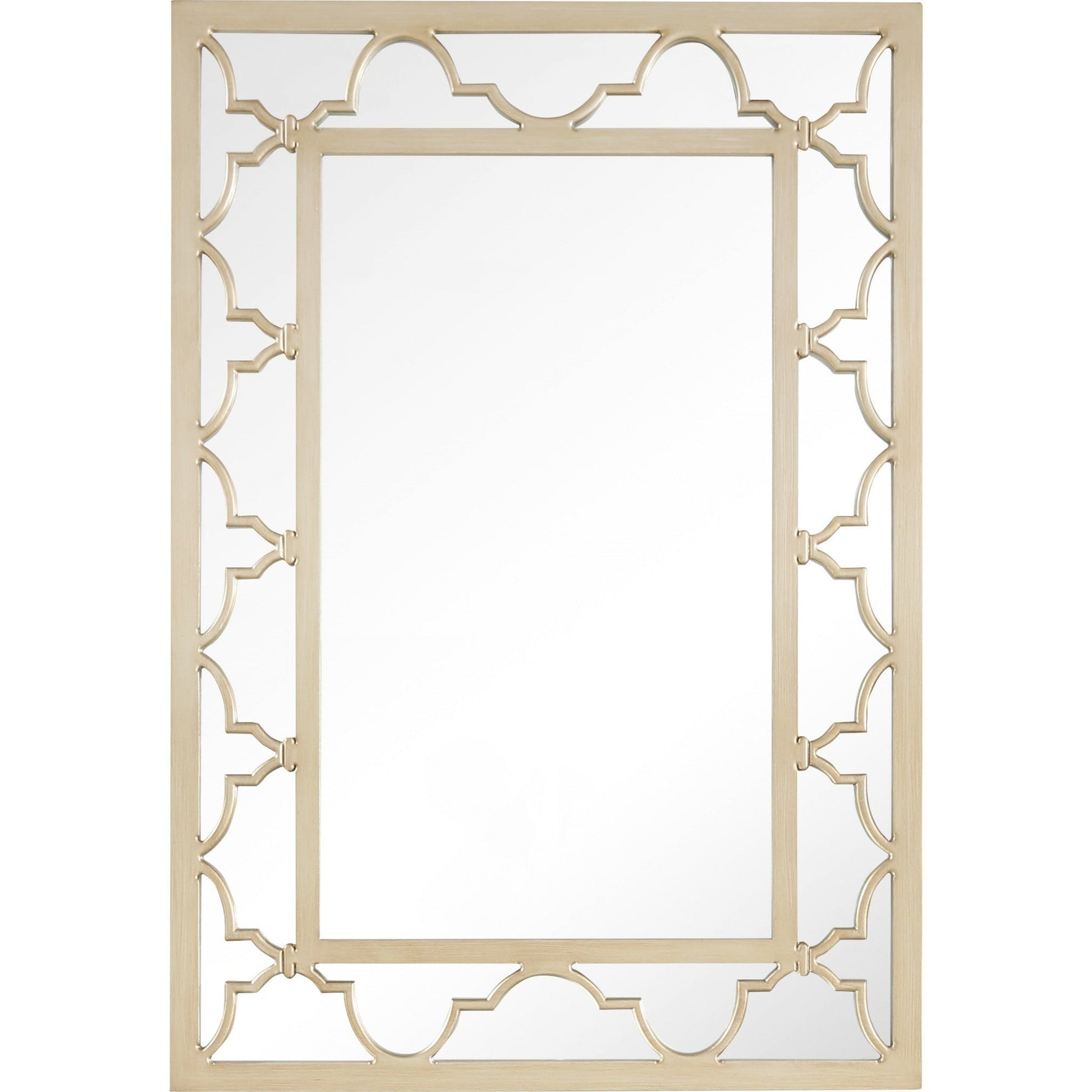 HomeRoots Glass Mirror and Console Table in Champagne Finish