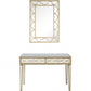 HomeRoots Glass Mirror and Console Table in Champagne Finish