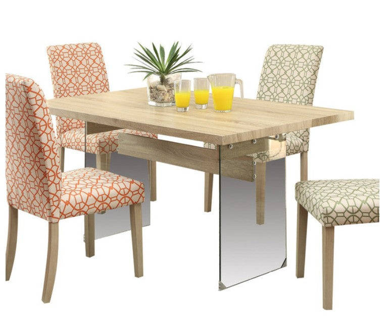 HomeRoots Glass Panel and Light Oak Dining Table