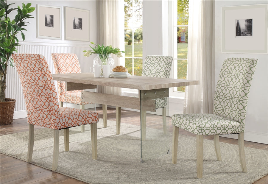HomeRoots Glass Panel and Light Oak Dining Table