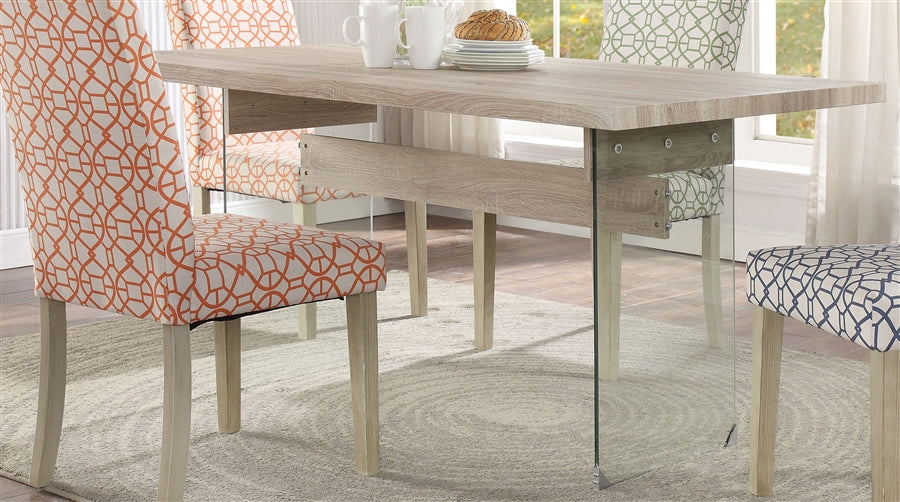 HomeRoots Glass Panel and Light Oak Dining Table