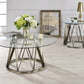 HomeRoots Glass Side Table with Zig Zag Gold Base