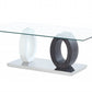 HomeRoots Glass Top Cocktail Table With White and Grey Finish