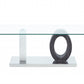 HomeRoots Glass Top Cocktail Table With White and Grey Finish